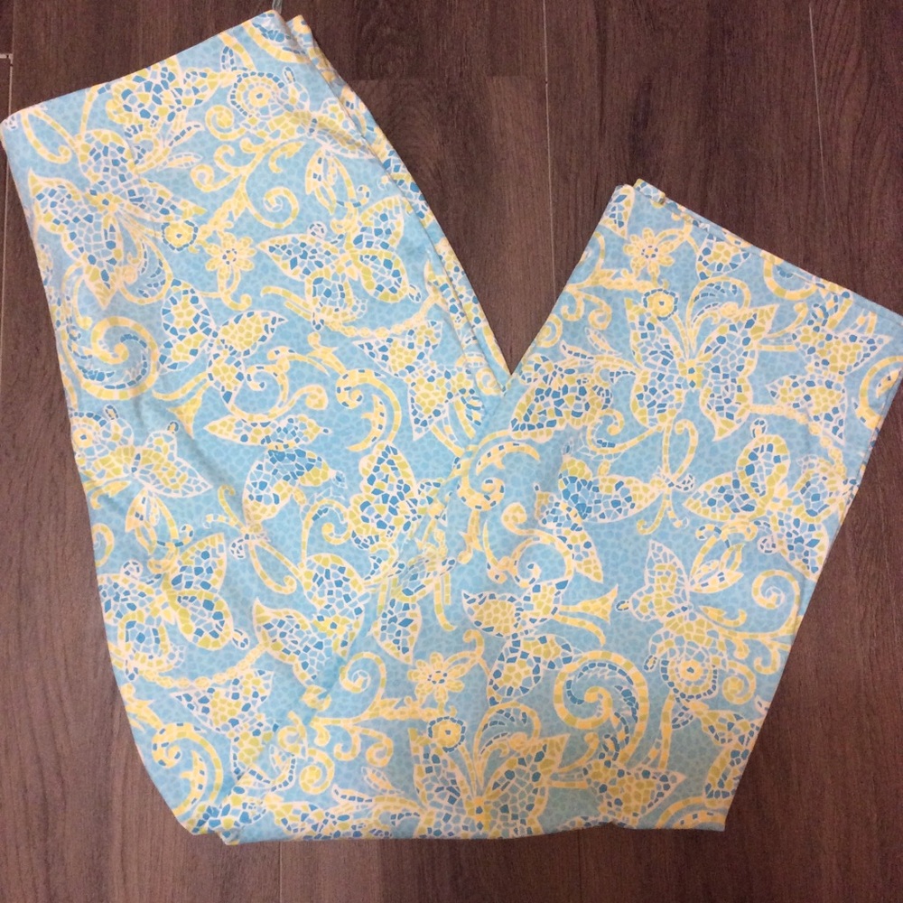 RAFAEL Ankle Pants Size 16 Blue /Yellow Print